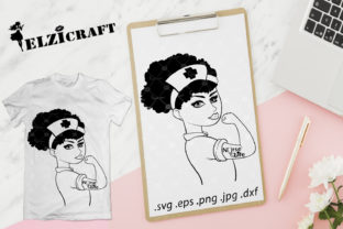 Afro Rosie the Riveter Nurse Silhouette: Graphics and Crafts for Real Business Use
