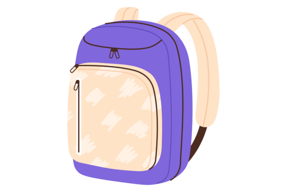 Backpack Color Drawing. Tourist Bag. Sch Graphics