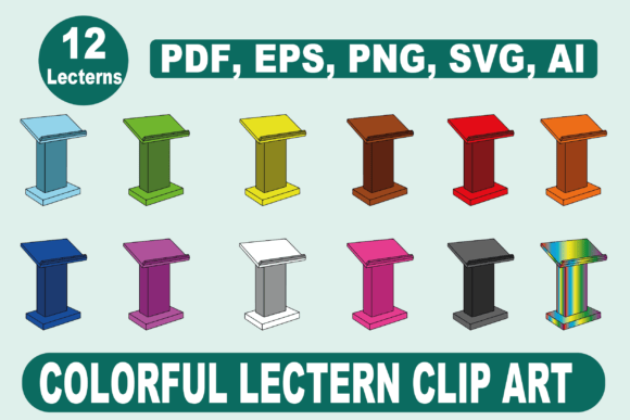 Colorful Lectern Clip Art: Graphics with a Playful Edge