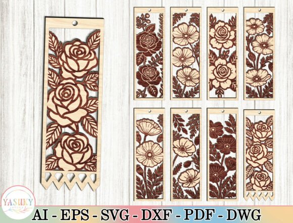 Floral Bookmark Laser Cut SVG Bundle