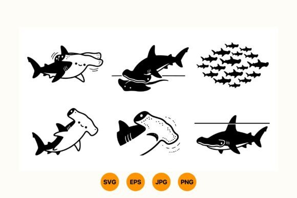 Hammerhead Shark Clipart Set: Graphics & Illustrations for Crafters