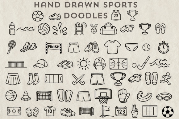 Hand Drawn Sports Doodles Bundle