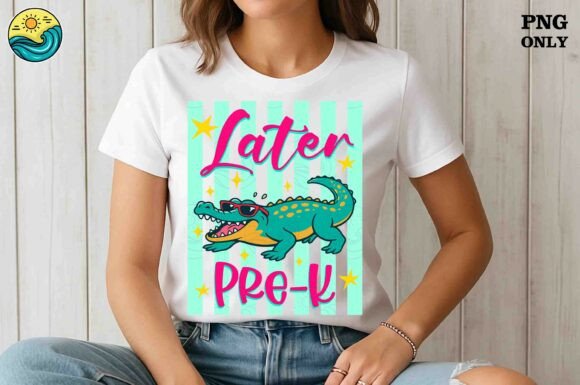 Later Pre-K Alligator Retro Summer Png