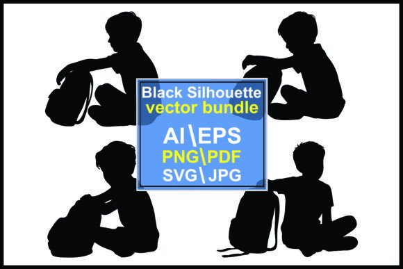 Silhouettes of Children Walking Hand