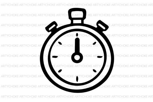 Sports Stopwatch Doodle Clipart: Graphics for Local Branding