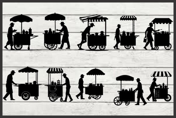Vintage Street Food Vendor Cart Graphics Freebies